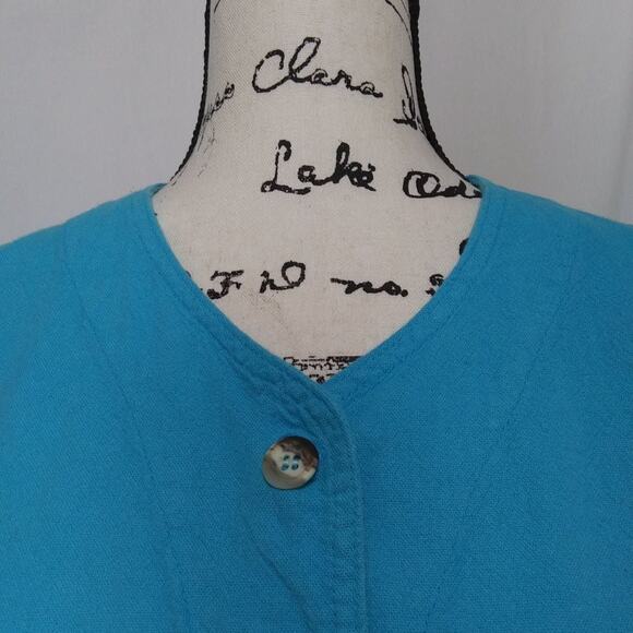 Vintage Drawstrings California 100% Cotton Boxy Button Up Blazer Pockets USA - Picture 2 of 12